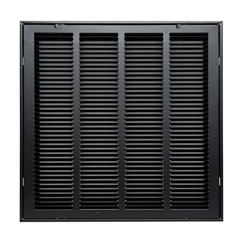 [2 Pack] Fits 20x20 Duct Opening | Steel Return Air Filter Grille by Handua [Removable Door] for 1-inch Filters | Vent Cover Grill, Black | HVAC Cold Air Grille | Outer Size: 22 5/8"W X 22 5/8"H