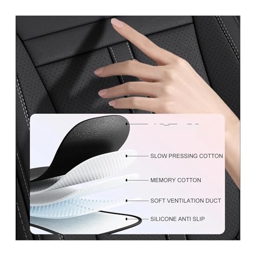 Housses de siège auto cuir PU haut de gamme avec coussin perforé noir - 4