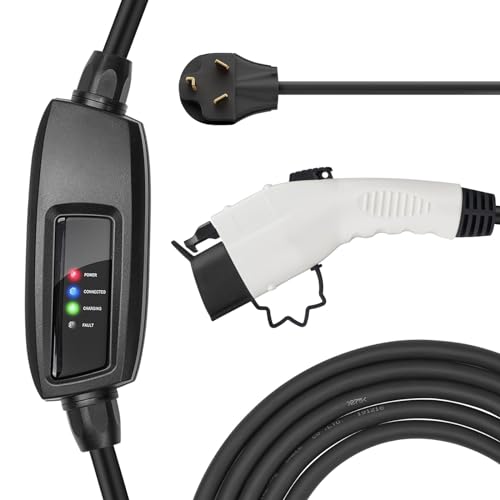 BougeRV Portable EV Charger Cable (16A, 25FT) EVSE Electric Vehicle Charging Station with NEMA10-30