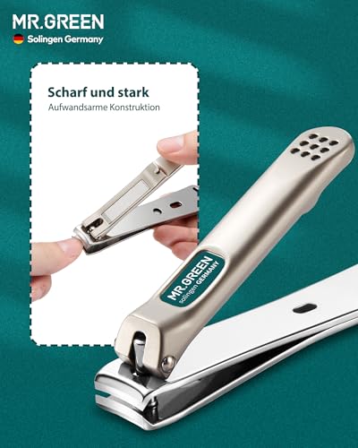 Foto von MR.GREEN Nagelknipser, 3 Stück Fingernagel Knipser Set, Solingen Edelstahl Nagelzwicker Maniküre Set, Mit Hochwertigem Lederetui, Hochwertiges Nail Clipper