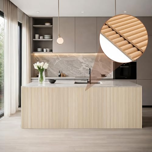 Paneles de pared de listones de madera pintables 3D MDF de 61x41cm para revestimiento 5