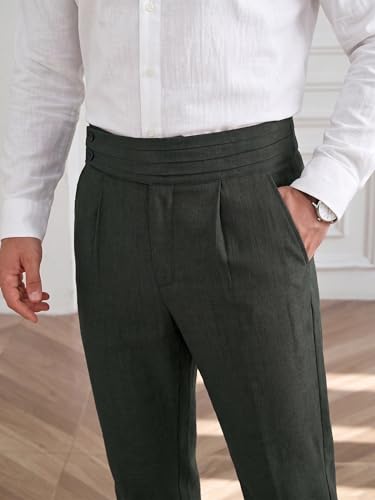 Image of TOPLOT Men's Cotton Casual Trouser | Elegant Pleated Front with Dual-Button Waistband | Comfortable Stretch Elasticity for Easy Movement | Tapered Ankle Finish | Casual & Office Wear (5277)
