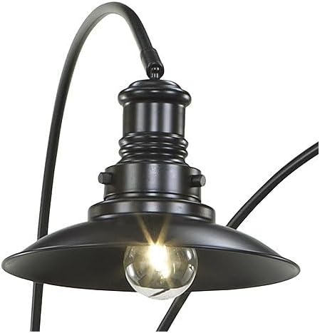 BOWERY HILL Metal Arc Floor Lamp, Adjustable Arms and Neck, Black Finish, 83 in Height, 3 Metal Shades with Dimmer Switch, Modern Lighting for Living Room or Office Use
