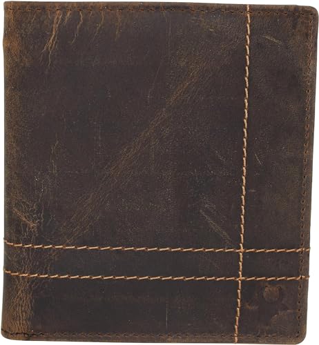 Vintage Leather Slim Hipster Bifold Wallets for Men Large Bifold Wallet- RFID Protection (Logo)