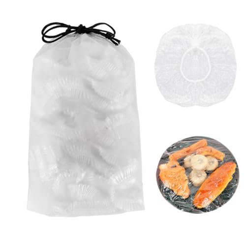 PERSENTU 100 Pcs Disposable Food Covers, Food Covers Plastic Stretch,Fresh Keeping Bags,Plate Covers for Food