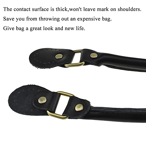 Image of HAHIYO Purse Handle Replacement Cowhide Leather Handle Strap Shoulder Handbag Tote Belt Sturdy Easy Clip on Attach Stay on Not Slip off Not Leave Mark on Body 24.4inch 2PCS