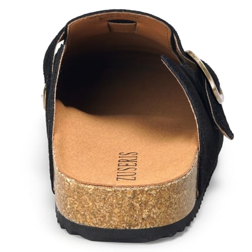 Image of ZUSERIS Suede Clogs for Women Men Wide Width Leather Mules