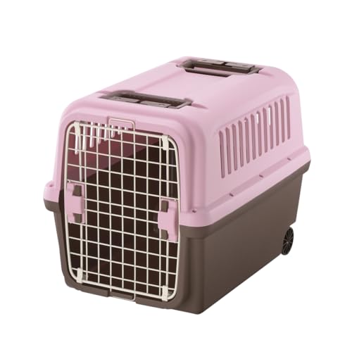 Richell USA - E-Z Mobile Pet Carrier S/M (80032) (Soft Pink and Brown)