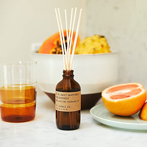 P.f. Candle Co. Sweet Grapefruit Classic Scented Rattan Reed Diffuser (3.5 Fl Oz) Amber Glass Jar, Fine Fragrance Oil, Low Maintenance Scent Throw #TOP1