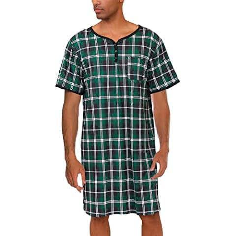 Sykooria Men's Lightweight Cotton Nightshirt Cover