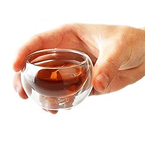 Enjoy Youth ダブルウォール グラス 二重構造耐熱 二層茶杯湯呑 ラウンドグラス 50ml 茶碗 コーヒーマグ