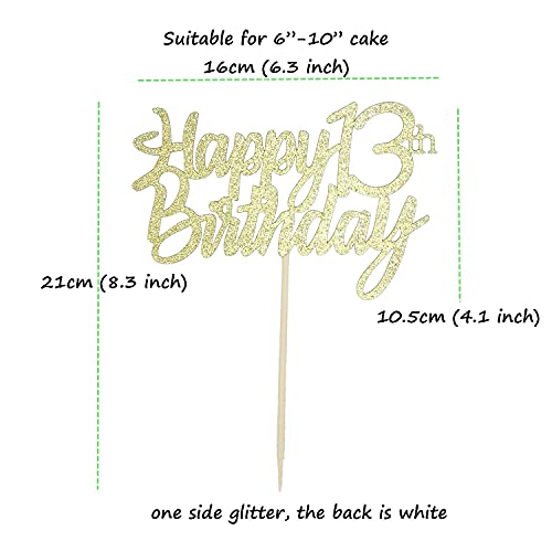 Image of FestikoGold Glitter Happy 13th Birthday Cake Topper 13th Cake Topper for Birthday Anniversary Party Decorations - Pack of 1