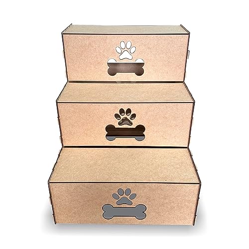 Escada Madeira 3 Degraus Para Pet 45cm Mdf Cachorro E Gato