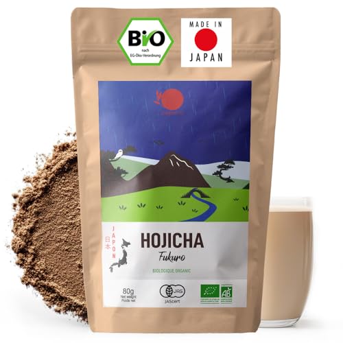 ORIGEENS Japanischer Bio Hojicha Pulver - Bio Hojicha Tee Pulver Dark Roasted für Matcha Latte - 80g Beutel