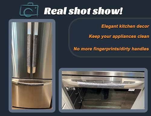 Volecy Set of 6 Refrigerator Door Handle Covers, Washable Velvet Fabric Appliance Handle for Fridge Microwave Stove Dishwasher Catch Stains Dust Fingerprint Prevent Ice hot Hand (Wind Grey)