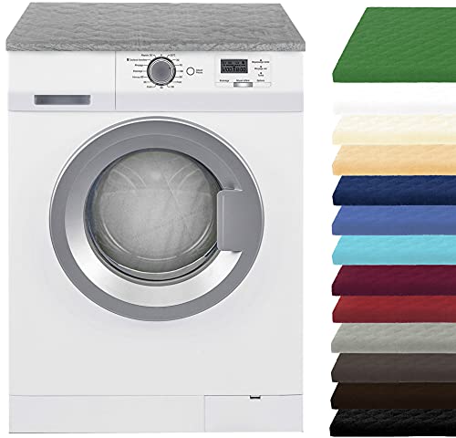 Brandsseller Waschmaschinenbezug & Trocknerbezug 60x60 cm - gepolsterter Schonbezug für Waschmaschine und Trockner – Schutzhülle mit Gummizug - Grau