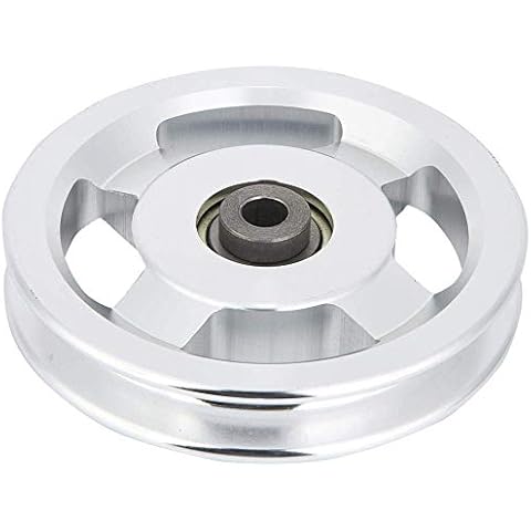 Ezweiji Aluminum Pulley Wheel, 88-90mm Universal Aluminum Alloy Bearing Pulley Wheel for Cable Machine Gym Equipment Part Garage Door Cover