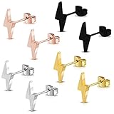 Stainless Steel Lightning Bolt Flash Thunder Button Stud Post Earrings