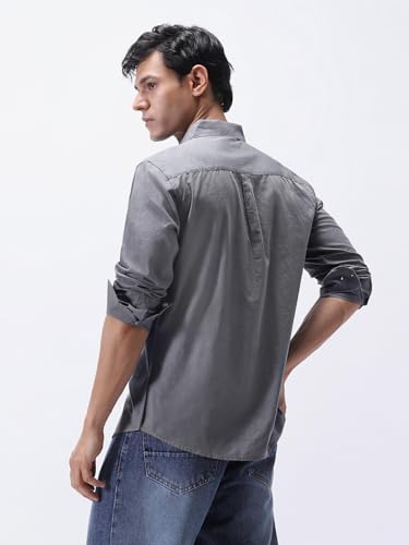 Image of Urbano Fashion Men's Cotton Full Sleeve Regular Fit Casual Solid Slub Shirt with Spread Collar