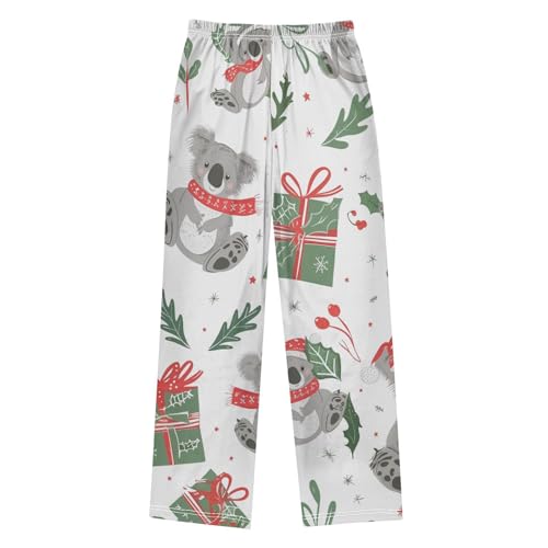 Koala Holly Leaves Boys Long Pants Soft Trousers Elastic Waist Kids Lounge Bottoms with Pockets S-XL2