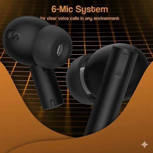 Image of Compatible with Realme Buds Air 6 Bluetooth TWS Earbuds with Active Noise Cancellation, Balanced Sound and Comfort (Black)