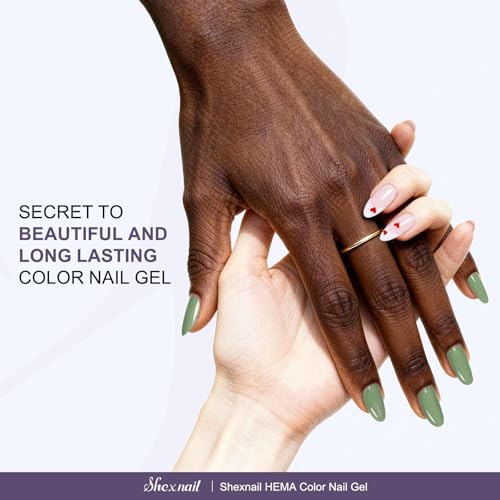 Hema-Free Gel Nail Polish 15ml, Long Lasting Hypoallergenic Professional Nail Color with Brilliant Shine, Salon-Quality UV Polish for Sensitive Skin, Home DIY Nail Art Gifts for Women (Olive Green) — view 4
