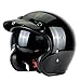 Produktbild Retro Helm Black Fiberglass Open Face 3/4 Motocross Helm Jet Helm Retro Helm Innenvisier Gloss Black L