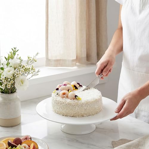 jinsongdafa Porcelain Cake Stand, Round Dessert Stand, Cupcake Stand - Wedding and Birthday Decorating Cake Pedestal Stand - Dessert Display Serving Use at Parties, Restaurants, Birthday 13.8 Inch by jinsongdafa - Used condition - Image 5