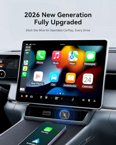 Image of Wireless CarPlay Adapter USB C - Upgrade Android Auto Dongle, The Small Plug-and-Play Dongle for Wired CarPlay /Android Auto, 5.8GHz Fast WiFi, Auto Reconnect, Zero Lag & USB-C /A
