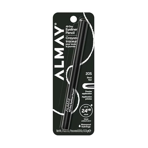 Almay Eyeliner Pencil, Hypoallergenic, Cruelty Free, Oil Free, Fragrance Free, Ophthalmologist Tested, Long Wearing and Water Resistant, with Built in Sharpener, 205 Black, 0.01 oz