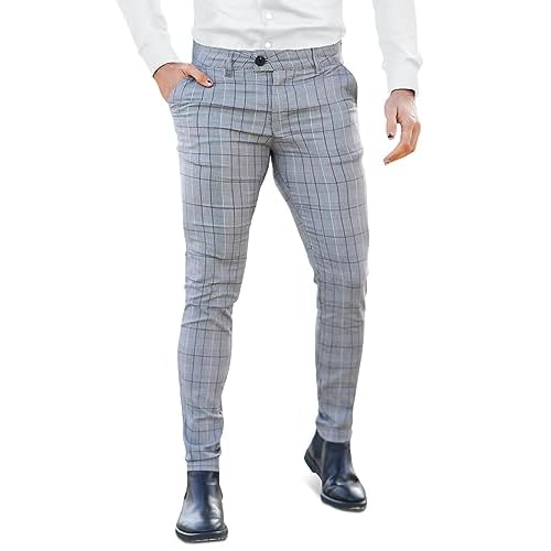 GINGTTO Mens Dress Pants Slim Fit Stretch Formal Pants for Men Black (Take One Size Down) 28W x 28L