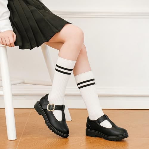 Parrosoo Girls Mary Jane Shoes School Shoes Uniform Big Kid PU Black Size 5 by Parrosoo - Image 3