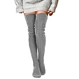 Buauty Women's Cable Knitted Boot Socks Extra Long Thigh High Winter Stockings Over Knee Leg Warmers