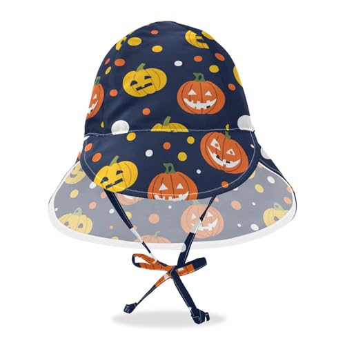 KLL Toddler Boy Girl Beach Hat Boy Beach Play Hats Baby Girls UPF 50+ Protection Neck Flap Travel Essentials Cartoon Cute Yellow Christmas Pumpkin