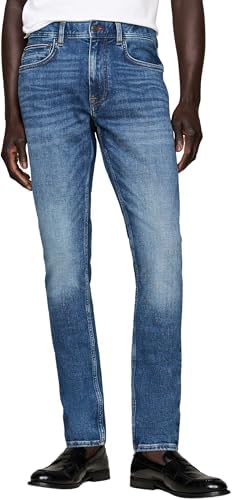 Tommy Hilfiger Herren Jeans Hose Tapered Slim Fit, Blau (Perce Indigo), 28W/36L