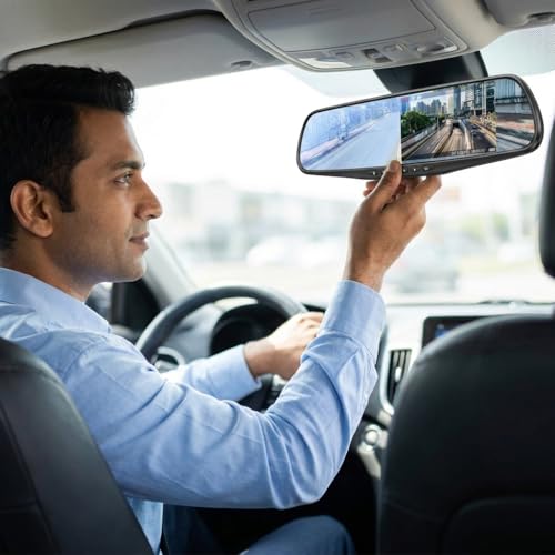Image of 1080P Mirror Dash Cam for Car, Front and Rear Dual Lens | 4.3 inch LCD Touchscreen, Waterproof Rear Camera, G-Sensor, Loop Recording, Parking Monitor | Full HD Reverse Camera