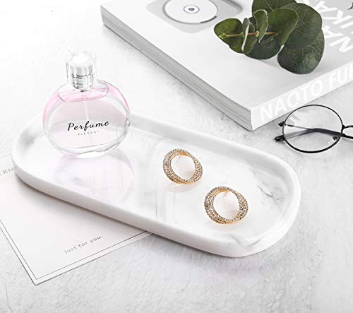 Luxspire Vanity Tray, Toilet Tank Oval Storage Tray, Resin Marble Pattern Bathtub Tray, Bathroom Countertop Organization… - Image 3
