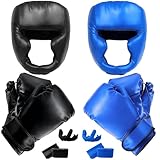Juego de 14 piezas de equipo de boxeo para principiantes, incluye 2 pares de guantes de boxeo de 6 onzas, casco, vendas de mano, protectores bucales, regalos para adultos, jóvenes, principiantes,