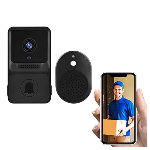 BHCASE Campainha de segurança visual inteligente de alta resolução 1080P campainha de vídeo sem fio com IR visão noturna 2 vias de áudio monitoramento em tempo real