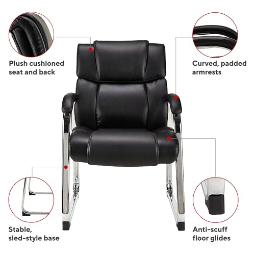 Staples Sonada Guest Chair with Arms, Bonded Leather, Padded Arms, Mid-Back Support, Black - Image 5