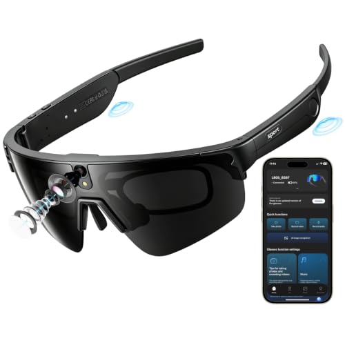 CHOVE 4K Camera Glasses, AI Smart Sports Recording Sunglasses, HD Video & Photo, Electronic Image Stabilization, Live Translation, AI Voice Assistant, IP66 Waterproof for Cycling Hiking