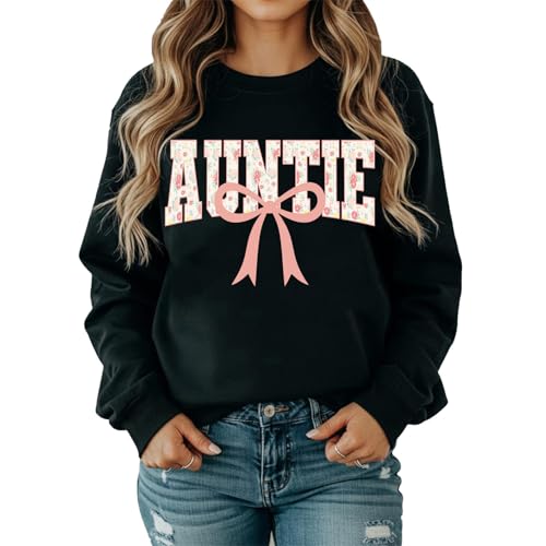 Custom Auntie Flower Spring Sweatshirt, Personalized with Your Text Sweater