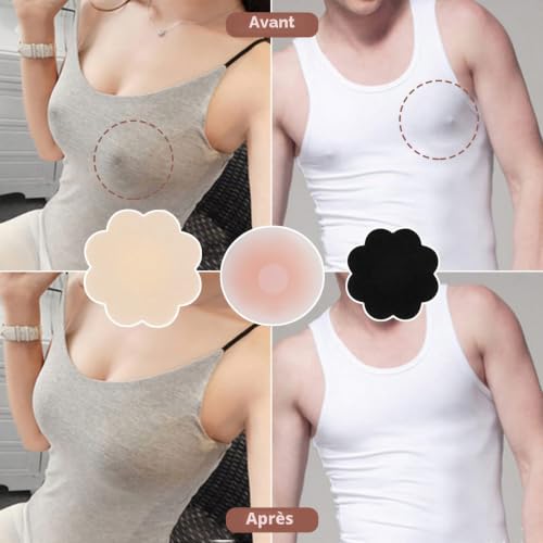 Bigqin 12 Paires Cache-tétons Auto-adhésif Mamelon Pasties, 4 Pétales Poitrine en Silicone Réutilisable, 20 Couvre-tétons Invisibles Tissu Non Tissé Nipple Cover pour Fête de Filles Femmes – vue 4
