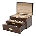 Eapmic 3 layer Eyeglass Sunglass Storage Watch Box Eyewear Accessories Display Glasses Storage Case Organizer(3 layer,Black Walnut,5 built-in hooks)