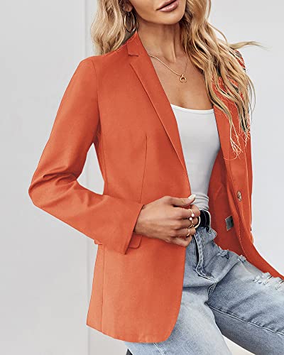 Lpcbdee 2022 Professional Womens Casual Blazers Long Sleeve Standing Collar Open Front Work Office Jacket Orange #TOP1
