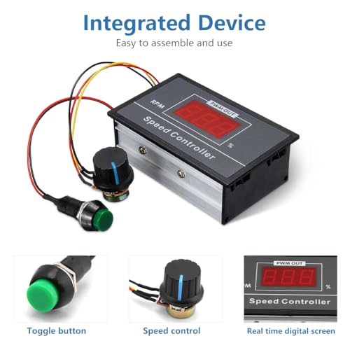 Image of Serplex PWM DC Motor Speed Controller 6V, 60V 30A with Digital Display, Stepless Speed Adjustment, Potentiometer Dial & Start /Stop Switch