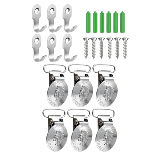 Cintre de tapisserie – Crochets muraux | Cintres pour tapis, 6 pièces, pinces textiles en métal antidérapantes, motif tête de chef, crochets de tapisserie pour exposition de tapis, couverture, toile d