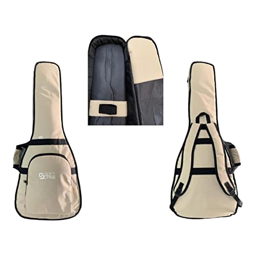 Bag Capa Guitarra Formato Acolchoada Luxo Start Soft Case Cor Bege Com Alças de Costas Acolchoadas e Espuma Reforçada nas Laterais e Corpo