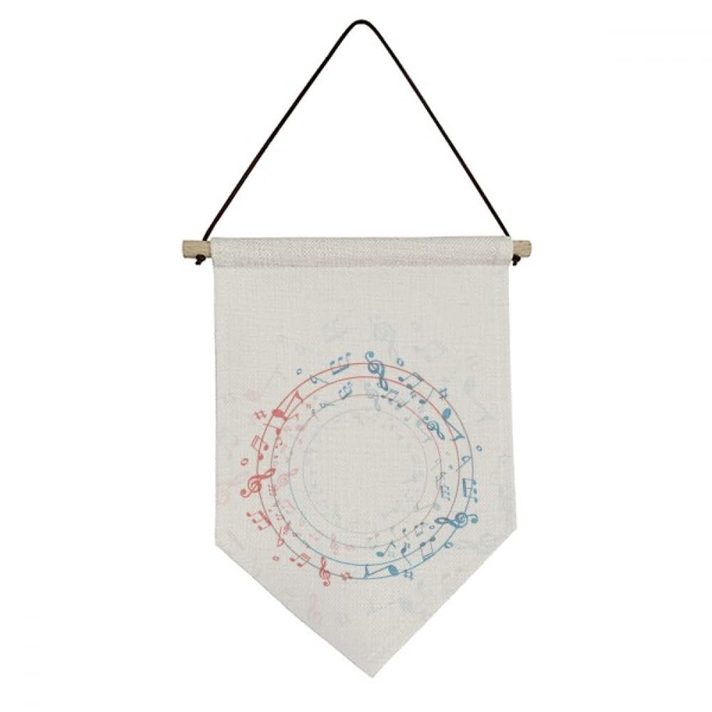 Drapeau rond en toile decoration interieure motif notes de musique