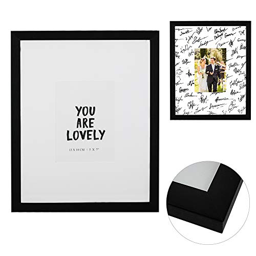 Graduatepro 11X14 Graduation Signature Board Picture Frame With 5X7 Mat For Wedding Birthday Guest Book Signing, Black With White Mat #TOP1
